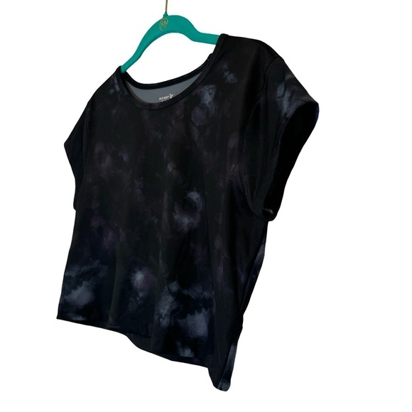 Old Navy Active Crop Top Short Sleeve Marble Black and Gray Size M - Picture 3 of 9